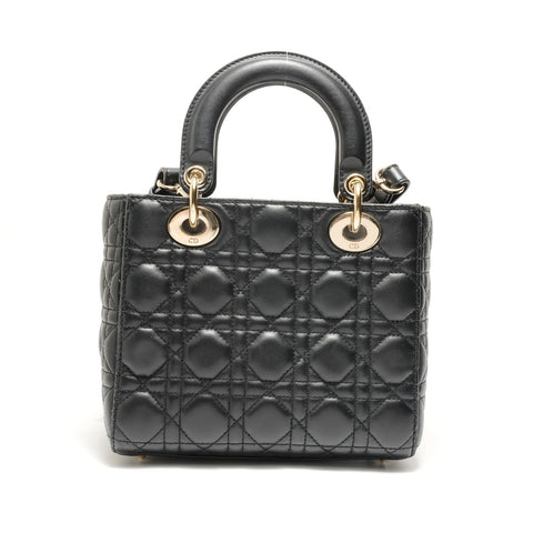Christian Dior Lady Dior 2-way Lambskin Shoulder Bag black WS28880