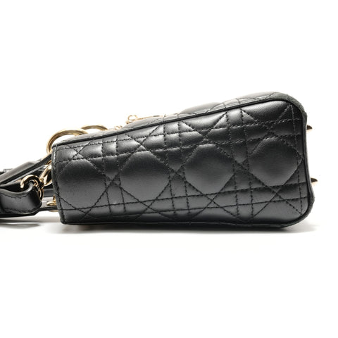 Christian Dior Lady Dior 2-way Lambskin Shoulder Bag black WS28880