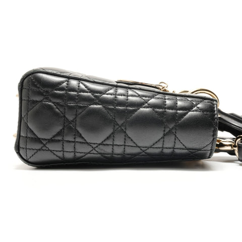 Christian Dior Lady Dior 2-way Lambskin Shoulder Bag black WS28880