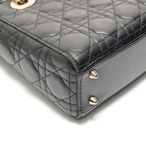 Christian Dior Lady Dior 2-way Lambskin Shoulder Bag black WS28880