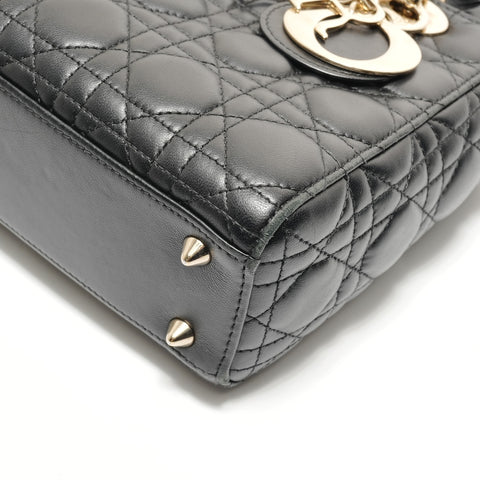 Christian Dior Lady Dior 2-way Lambskin Shoulder Bag black WS28880