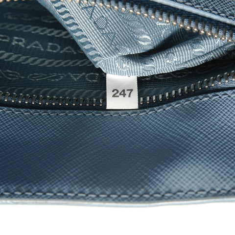 PRADA 2-way Saffiano leather bag with pouch Shoulder Bag blue WS28882