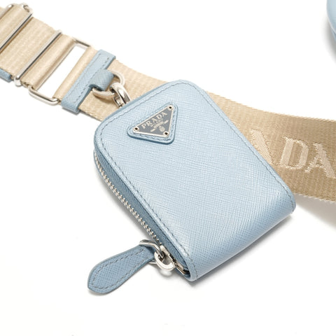 PRADA 2-way Saffiano leather bag with pouch Shoulder Bag blue WS28882