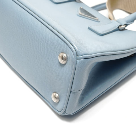 PRADA 2-way Saffiano leather bag with pouch Shoulder Bag blue WS28882