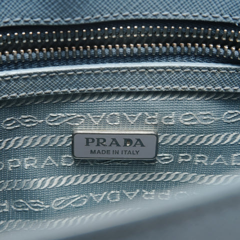 PRADA 2-way Saffiano leather bag with pouch Shoulder Bag blue WS28882
