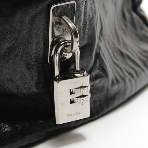 PRADA Nappa antique leather with Wrinkles finish Handbag black WS28887