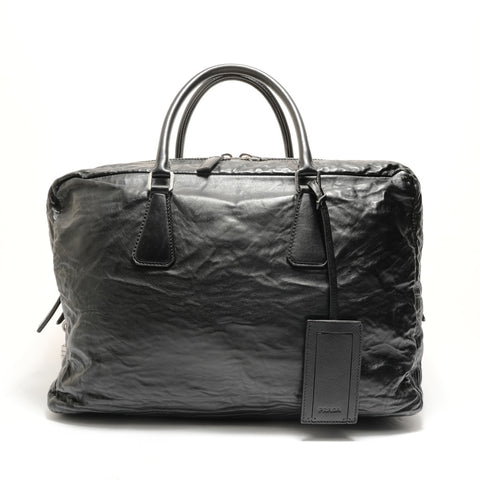 PRADA Nappa antique leather with Wrinkles finish Handbag black WS28887