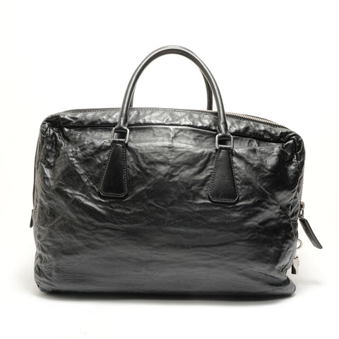 PRADA Nappa antique leather with Wrinkles finish Handbag black WS28887