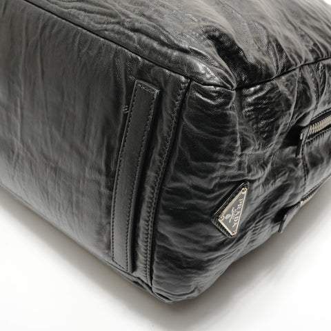 PRADA Nappa antique leather with Wrinkles finish Handbag black WS28887