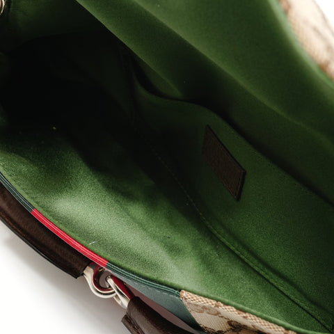 GUCCI GG Canvas Large Horsebit Sherry Shoulder Bag Brown WS28891