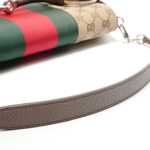 GUCCI GG Canvas Large Horsebit Sherry Shoulder Bag Brown WS28891