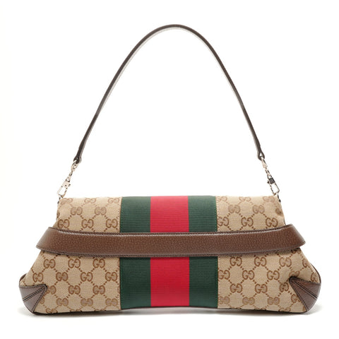 GUCCI GG Canvas Large Horsebit Sherry Shoulder Bag Brown WS28891