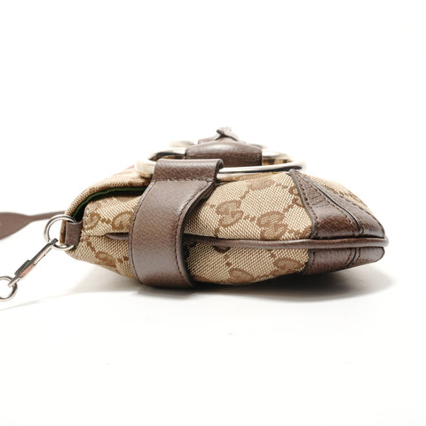 GUCCI GG Canvas Large Horsebit Sherry Shoulder Bag Brown WS28891
