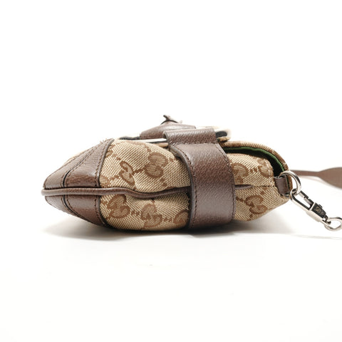 GUCCI GG Canvas Large Horsebit Sherry Shoulder Bag Brown WS28891