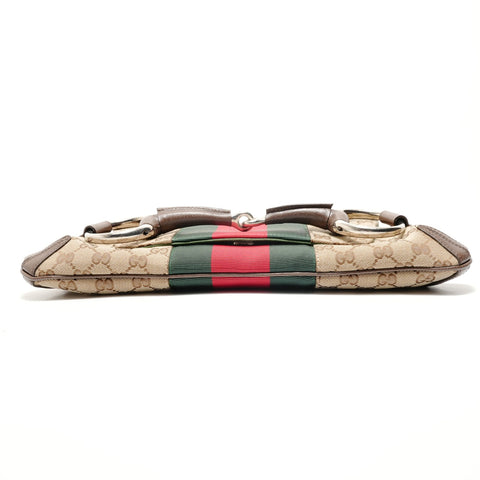 GUCCI GG Canvas Large Horsebit Sherry Shoulder Bag Brown WS28891