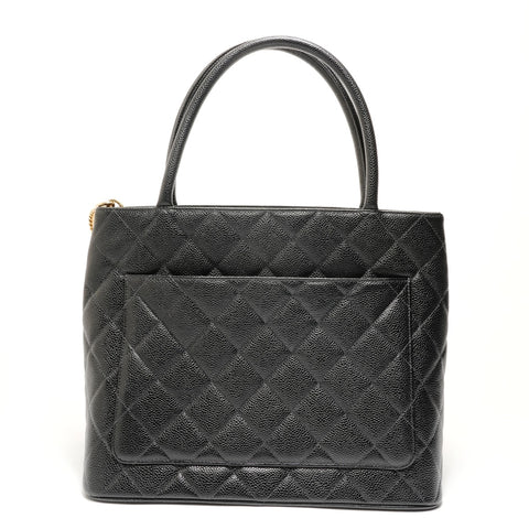 CHANEL Series 7, 1997-1999, Caviar Skin Medallion, COCO Mark Tote Bag black WS28894