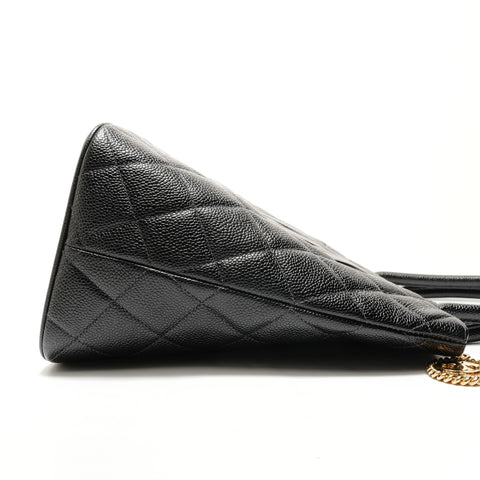 CHANEL Series 7, 1997-1999, Caviar Skin Medallion, COCO Mark Tote Bag black WS28894