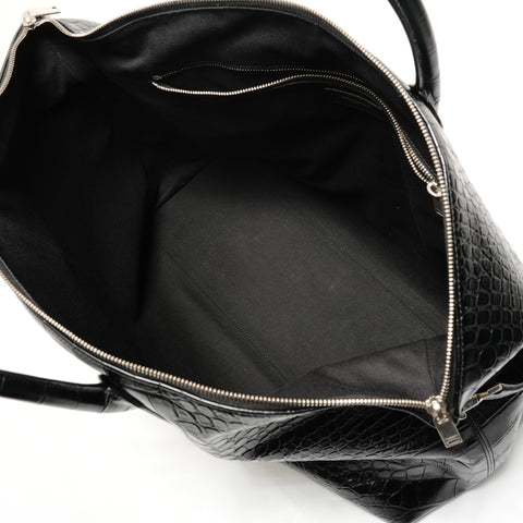 YVES SAINT LAURENT Croco embossed 2WAY Shoulder Bag black WS28895