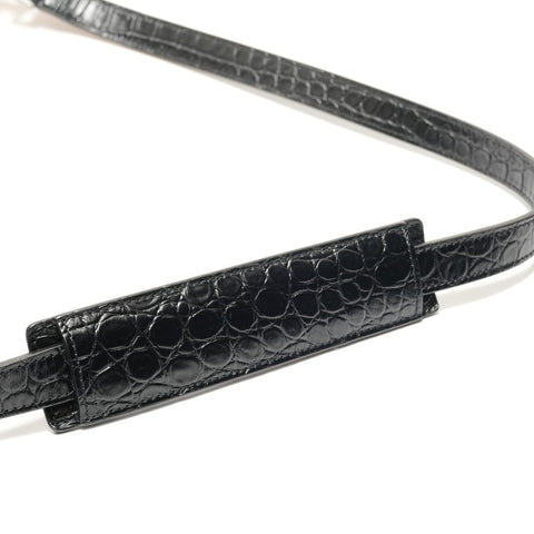 YVES SAINT LAURENT Croco embossed 2WAY Shoulder Bag black WS28895