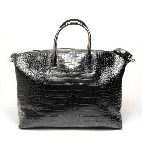 YVES SAINT LAURENT Croco embossed 2WAY Shoulder Bag black WS28895
