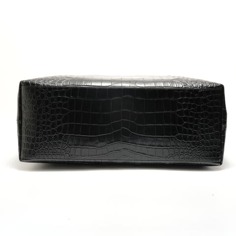 YVES SAINT LAURENT Croco embossed 2WAY Shoulder Bag black WS28895