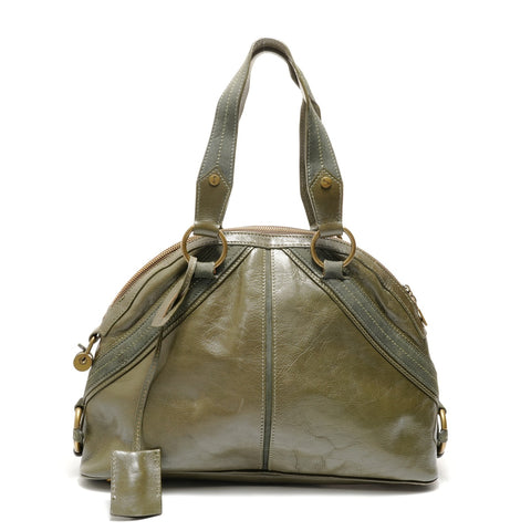 YVES SAINT LAURENT Muse Suede x Leather Shoulder Bag green WS28896