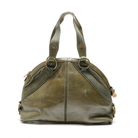 YVES SAINT LAURENT Muse Suede x Leather Shoulder Bag green WS28896