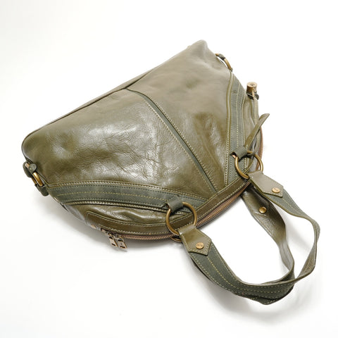 YVES SAINT LAURENT Muse Suede x Leather Shoulder Bag green WS28896
