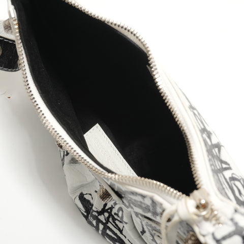 BALENCIAGA Graffiti Lucagol XS Shoulder Bag white WS28898