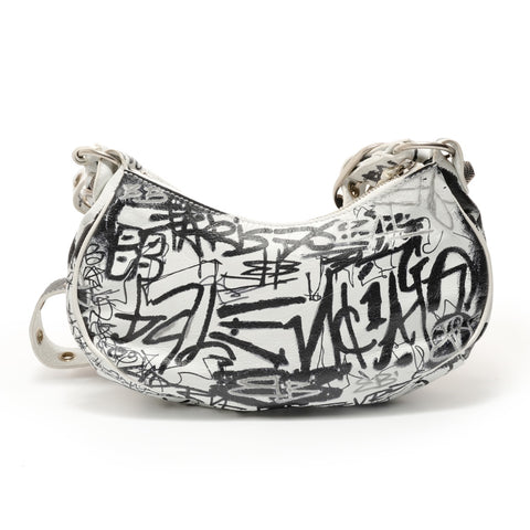 BALENCIAGA Graffiti Lucagol XS Shoulder Bag white WS28898