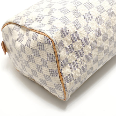 LOUIS VUITTON 2011 Damier Azur Speedy 25 Handbag white WS28899