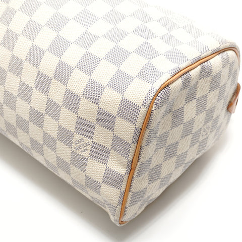 LOUIS VUITTON 2011 Damier Azur Speedy 25 Handbag white WS28899
