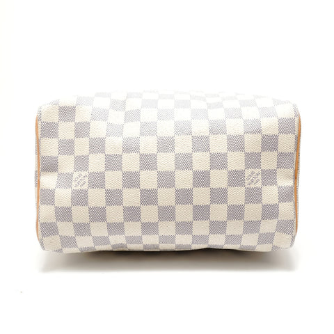 LOUIS VUITTON 2011 Damier Azur Speedy 25 Handbag white WS28899