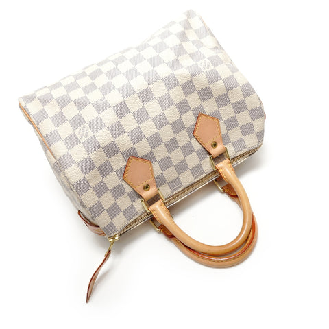 LOUIS VUITTON 2011 Damier Azur Speedy 25 Handbag white WS28899