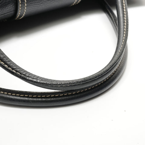 CELINE Large Shoe Quet Leather Shoulder Bag black WS28900