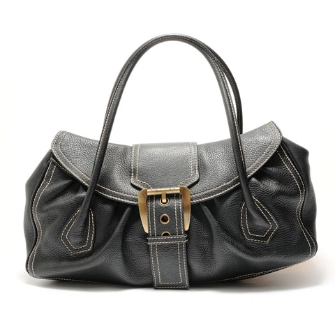 CELINE Large Shoe Quet Leather Shoulder Bag black WS28900