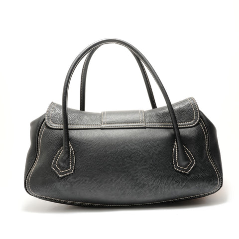 CELINE Large Shoe Quet Leather Shoulder Bag black WS28900