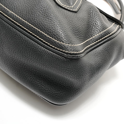 CELINE Large Shoe Quet Leather Shoulder Bag black WS28900