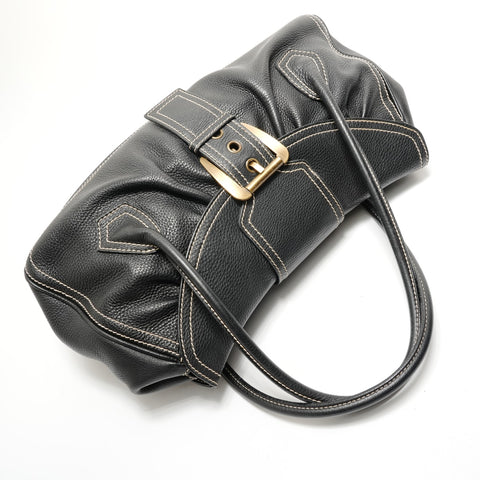 CELINE Large Shoe Quet Leather Shoulder Bag black WS28900