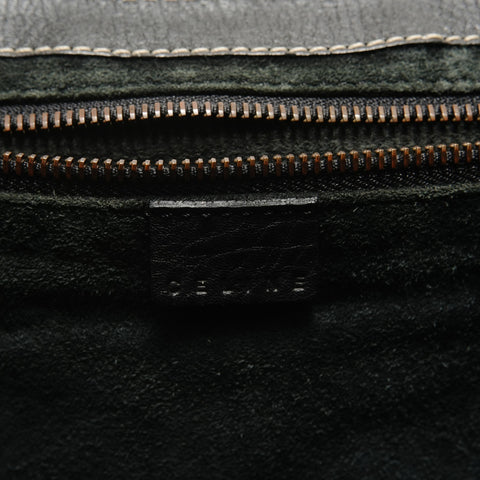 CELINE Large Shoe Quet Leather Shoulder Bag black WS28900