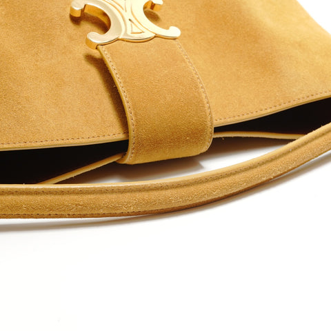 CELINE Medium Louise Metal Gold Shoulder Bag Brown WS28902