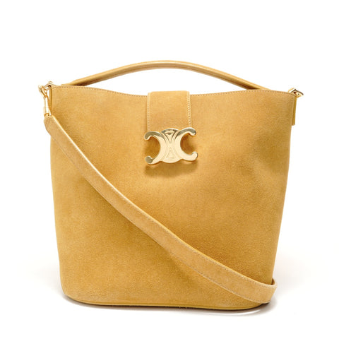 CELINE Medium Louise Metal Gold Shoulder Bag Brown WS28902