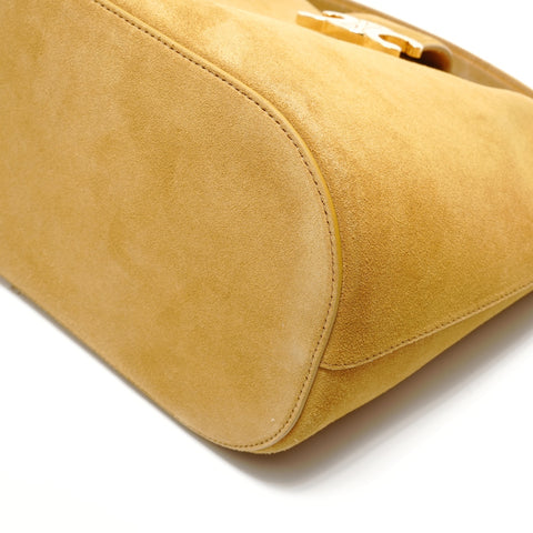 CELINE Medium Louise Metal Gold Shoulder Bag Brown WS28902