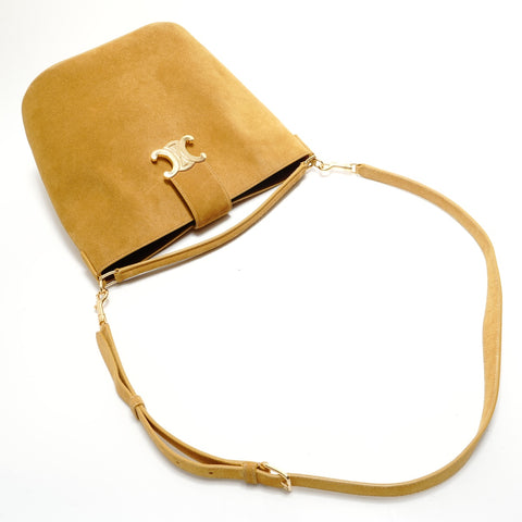 CELINE Medium Louise Metal Gold Shoulder Bag Brown WS28902
