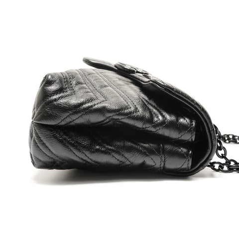 GUCCI GG Marmont V Stitch Shoulder Bag black WS28905