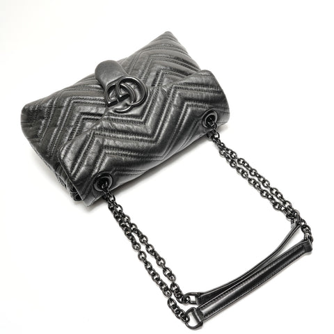 GUCCI GG Marmont V Stitch Shoulder Bag black WS28905