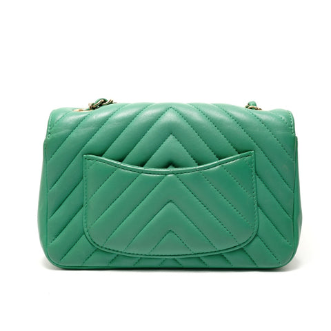 CHANEL Item No. 24, 2017-2018 Chevron V-stitch Shoulder Bag green WS28907