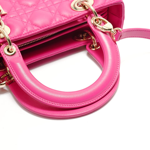 Christian Dior Lady Dior Metal Gold Shoulder Bag pink WS28908