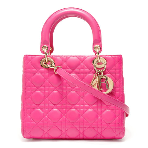 Christian Dior Lady Dior Metal Gold Shoulder Bag pink WS28908