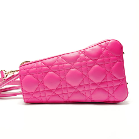 Christian Dior Lady Dior Metal Gold Shoulder Bag pink WS28908